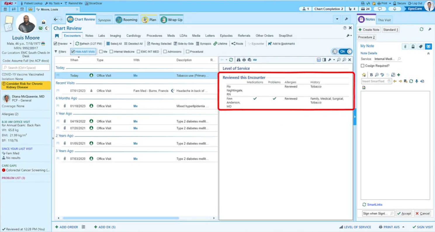epic ehr screenshot